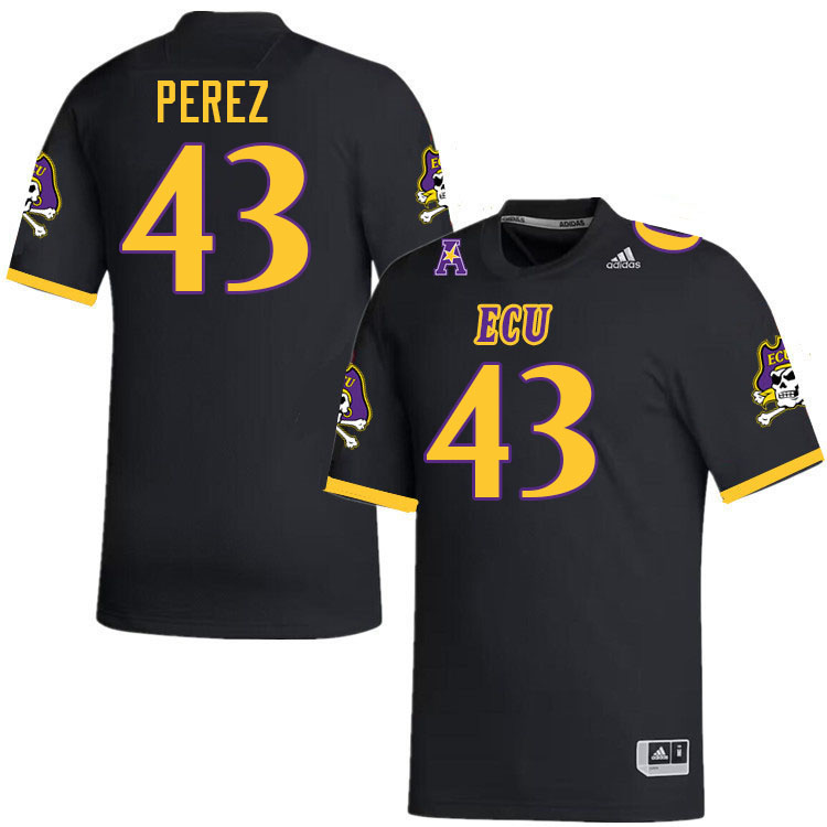 Noah Perez ECU Jersey,East Carolina Pirates #43 Noah Perez Jersey Youth College-Black